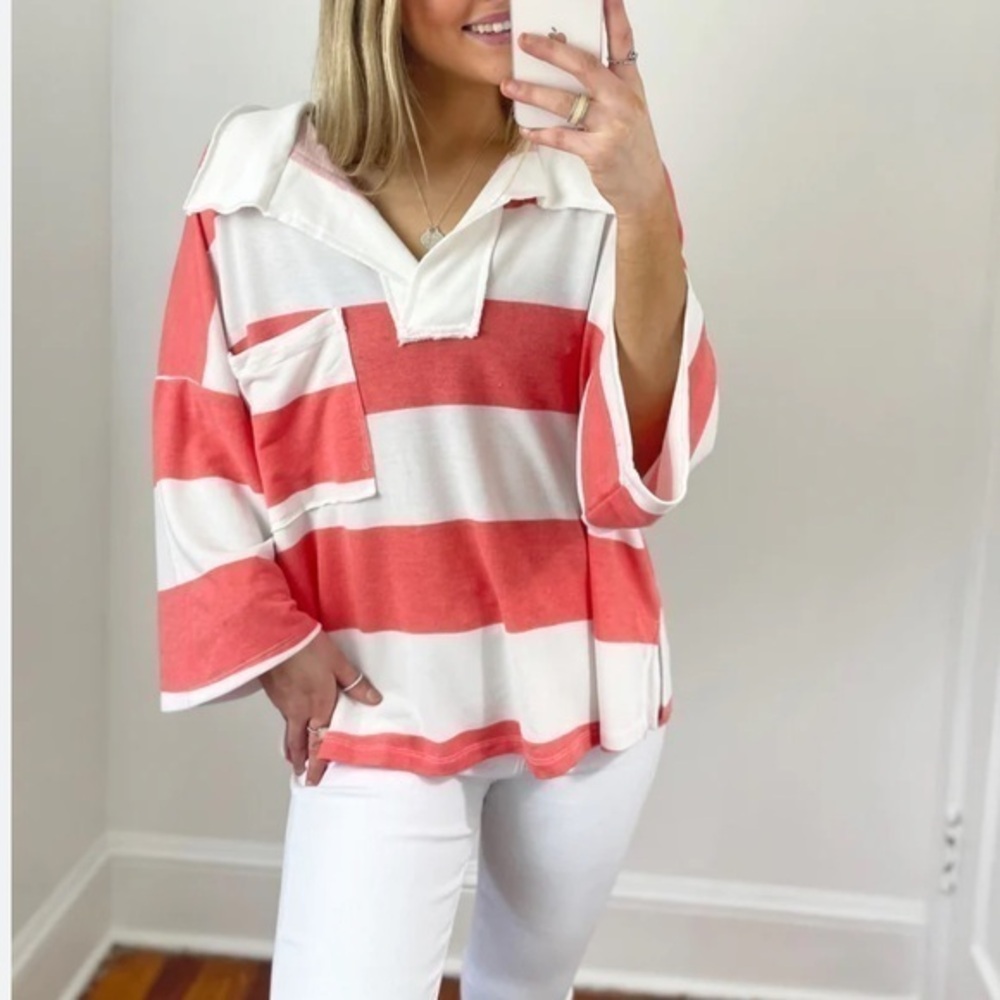 Bucketlist Daphne too size medium oversized stripe shirt